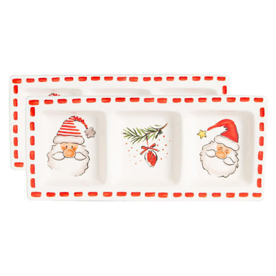 Nicola Spring - Father Christmas Snack Plates - 32 x 13.5cm - White