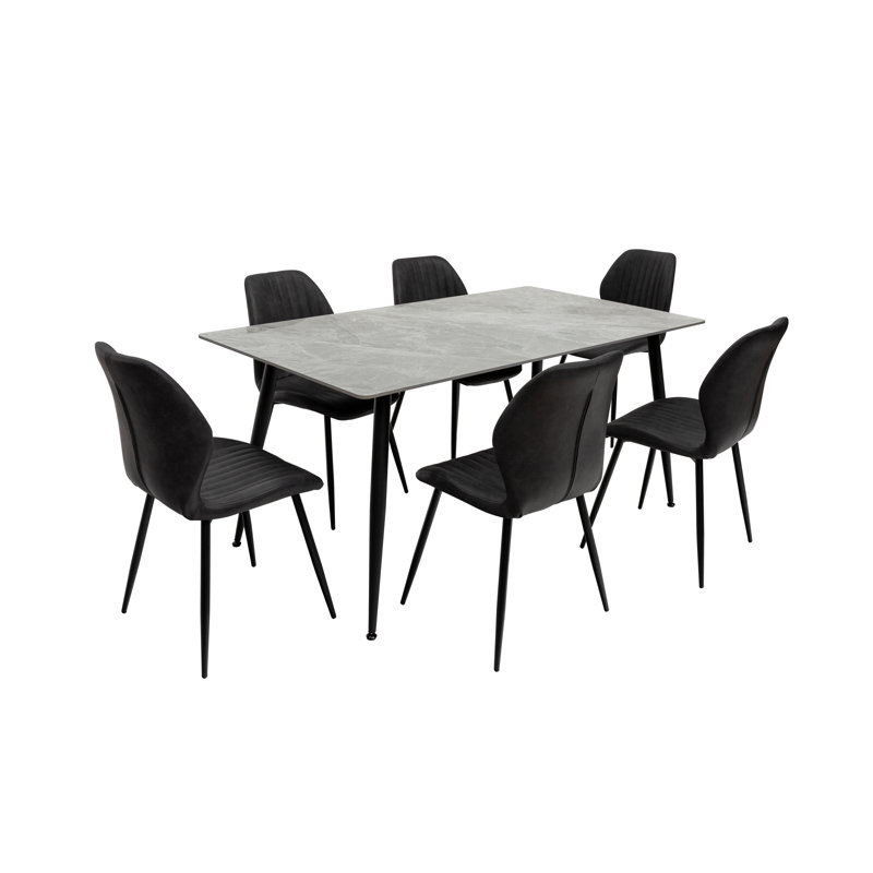 Dahlila Stone Top Metal Base Dining Table, 76H x 160L x 80Wcm