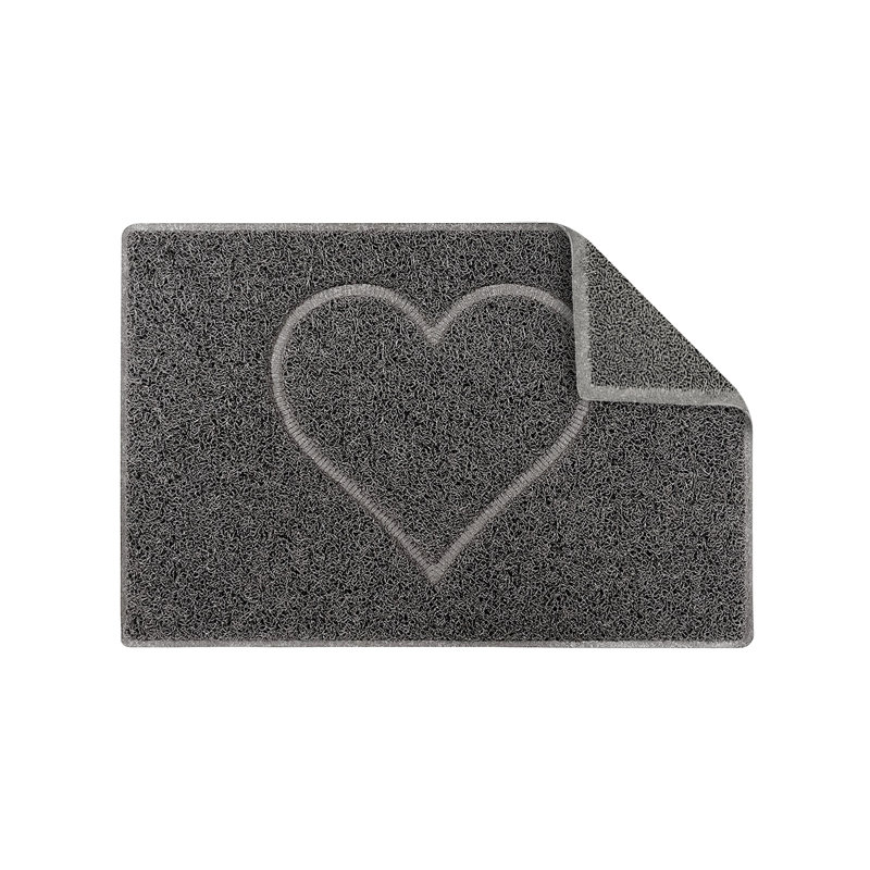 Heart Embossed Doormat in Grey with Open Back, Small