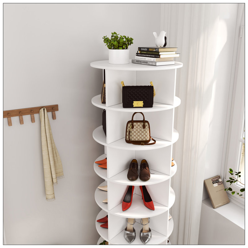 28 Pair Shoe Rack, White, 64.96" H x 24" W x 24" D