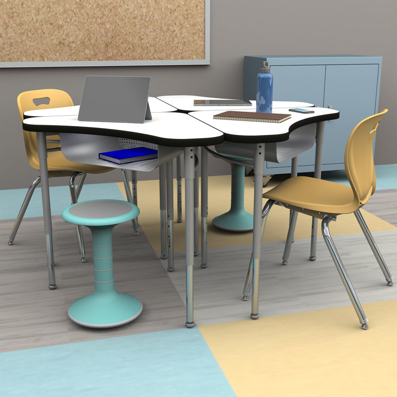 Bureau d'étudiant ouvert à hauteur ajustable Boomerang, Blanc