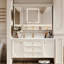 Meuble-lavabo mural moderne en bois d'hévéa crème avec armoire à miroir Smart Modern-1947067288