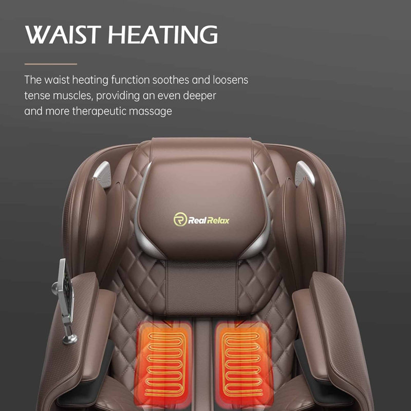 Heated Reclining Massage Chair with SL Track,LCD Remote,Bluetooth,APP control, Brown Faux Leather