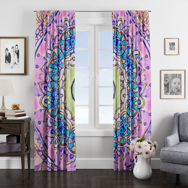 Panneaux de rideaux géométriques semi-transparents, L 40 po x L 82 po