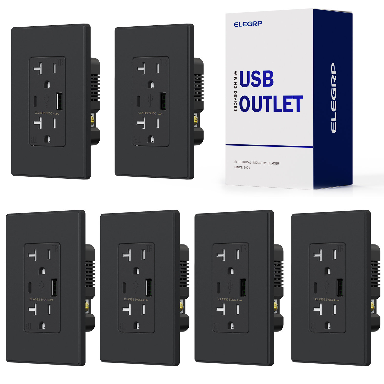 ELEGRP USB Charger Wall Outlet Dual High Speed 4.0 Amp USB Ports