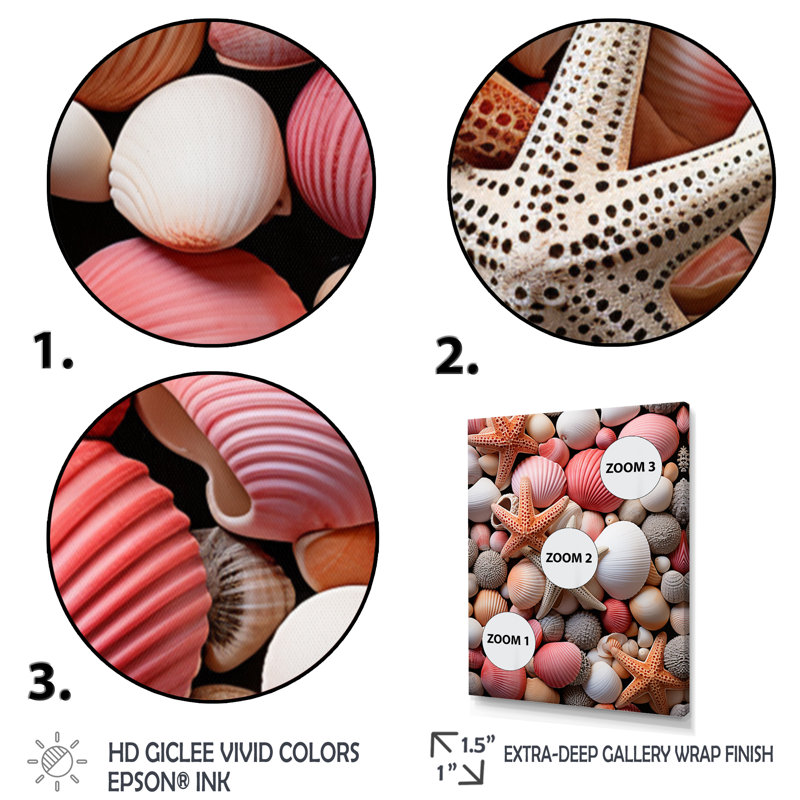 Coquillage beige et rose sur la plage II - impression, Cadre photo noir, H 20 po x l 12 po x P 1 po