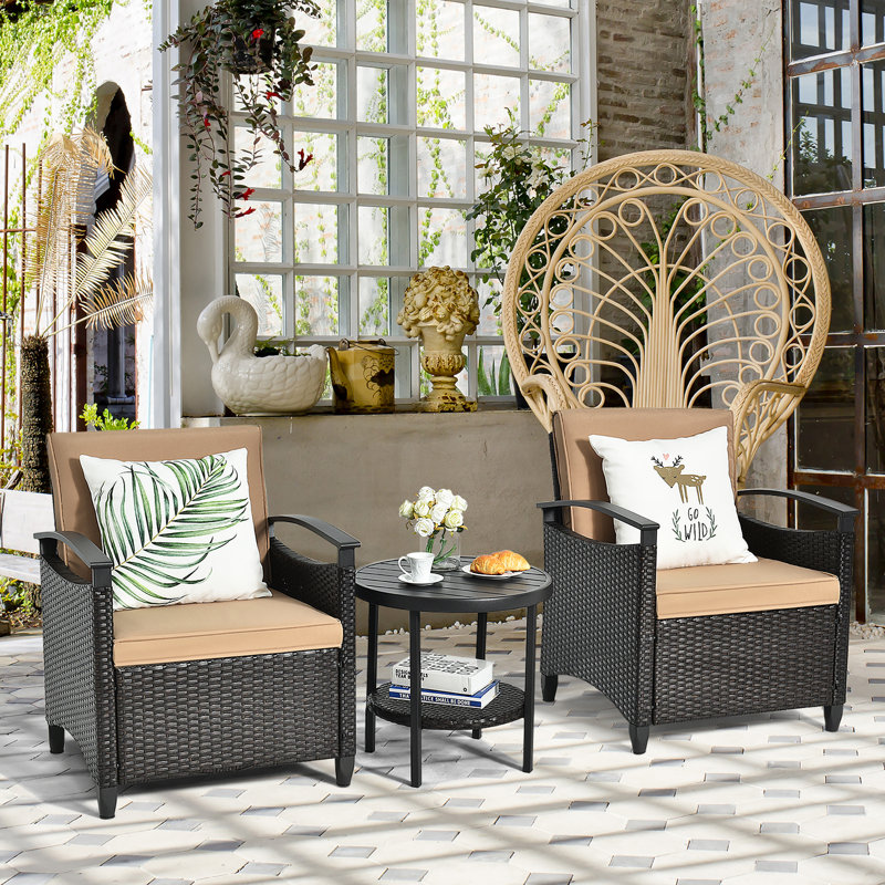 Bringger 2 - Person Patio Conversation Set with Cushions