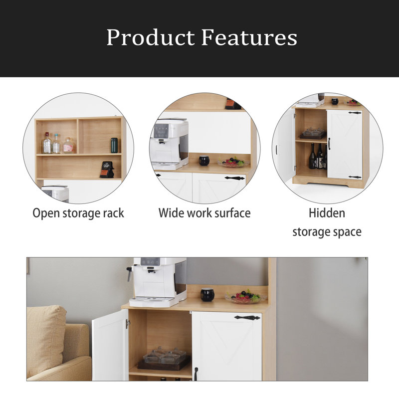 Garde-manger avec 2 portes, garde-manger moderne à 3 niveaux avec tablettes, garde-manger autoportant, garde-manger pour la cuisine, la salle à manger