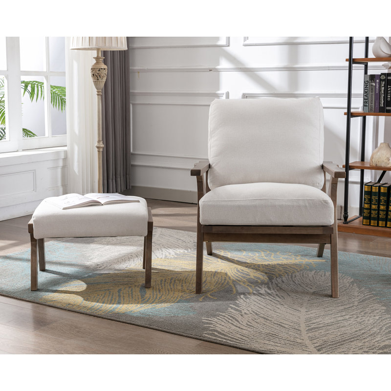 Fauteuil avec repose-pieds l 25 po Juntier, Blanc