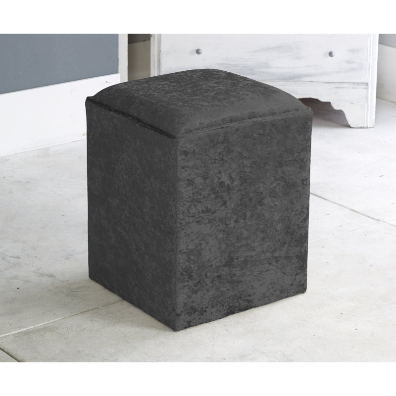 Henriquez 40 cm W Velvet Square Ottoman, Black