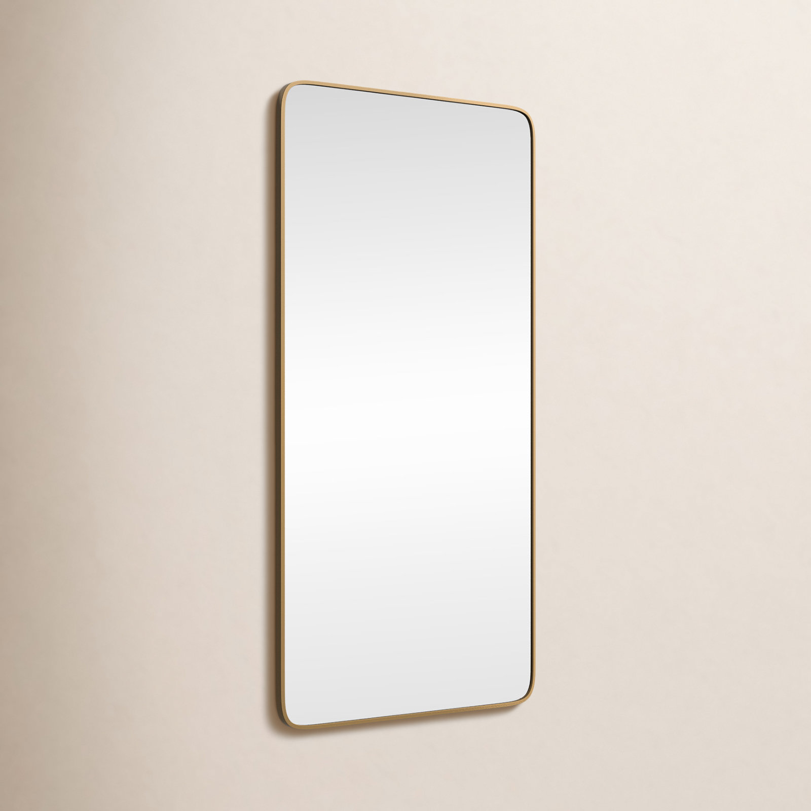 Sabine Metal Rounded Rectangle Wall Mirror, Brass, 60" x 30"