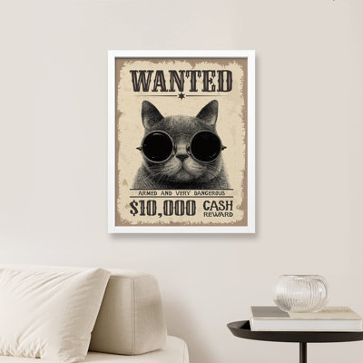 «Voulu un chat portant des lunettes de soleil rétro, bande-annonce créative, panneau de bar mignon, décoration murale urbaine» sur papier