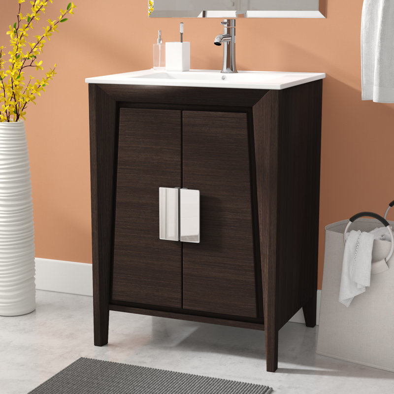 Heyer 23.5'' Single Bathroom Vanity with Top, Ebony Wave