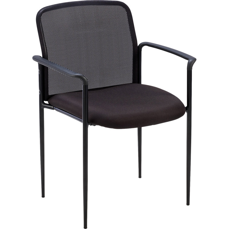 Black Mesh and Metal Stacking Guest Chair