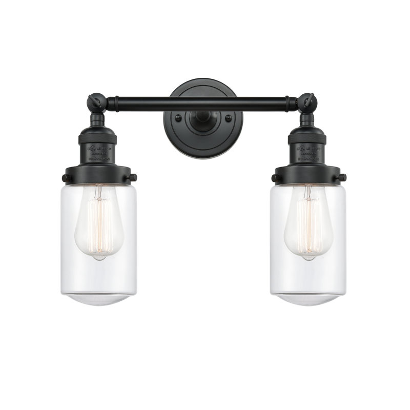 Éclairage pour salle de bain 2 lumières Saroyan, Ampoule DEL rétro de 3,5 watts, Transparent, Noir mat