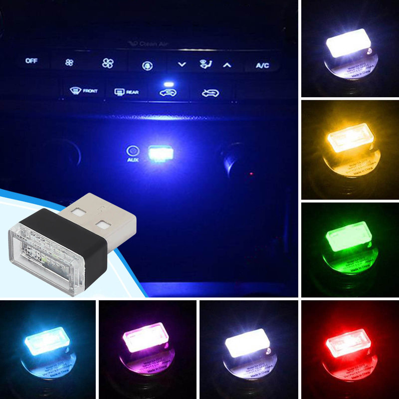 7PC Car USB Atmosphere Light Home Lighting Universal Motor Mini USB LED Wireless Car Interior Light Neon Light