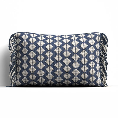 Senda Fringed Indoor/Outdoor Lumbar Throw Pillow