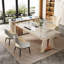 Bureau de luxe en L 84,65 po blanc cassé avec plateau en pierre frittée-129579920
