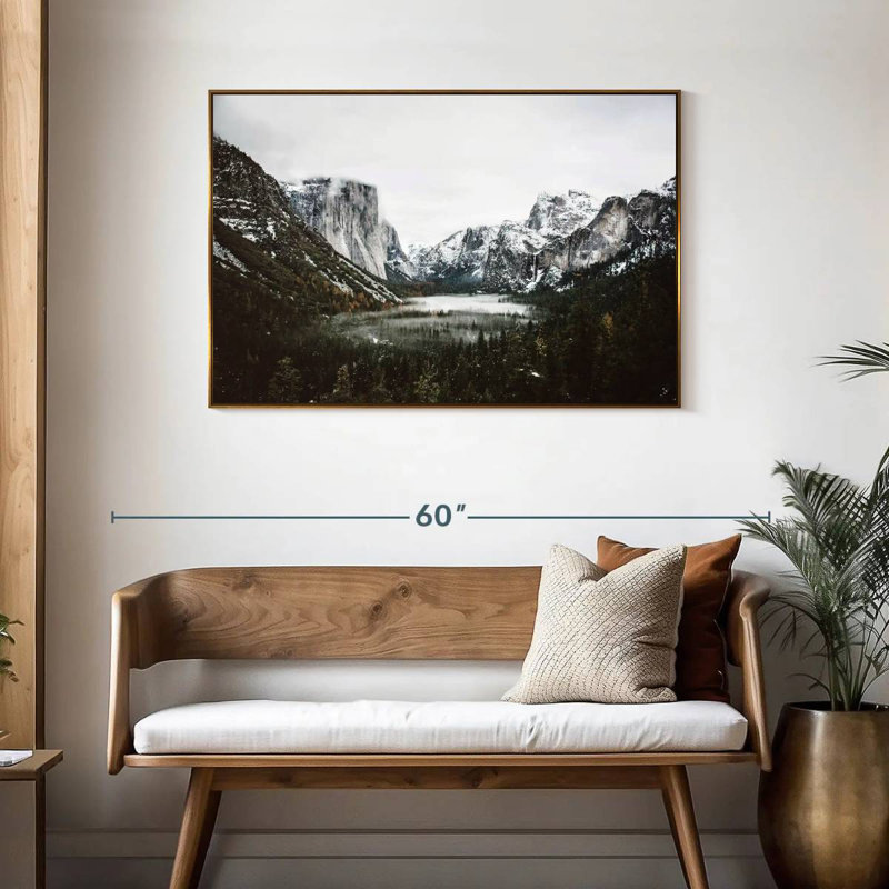 Yosemite Winter Magic, Cadre flottant doré, 43 po x 29 po