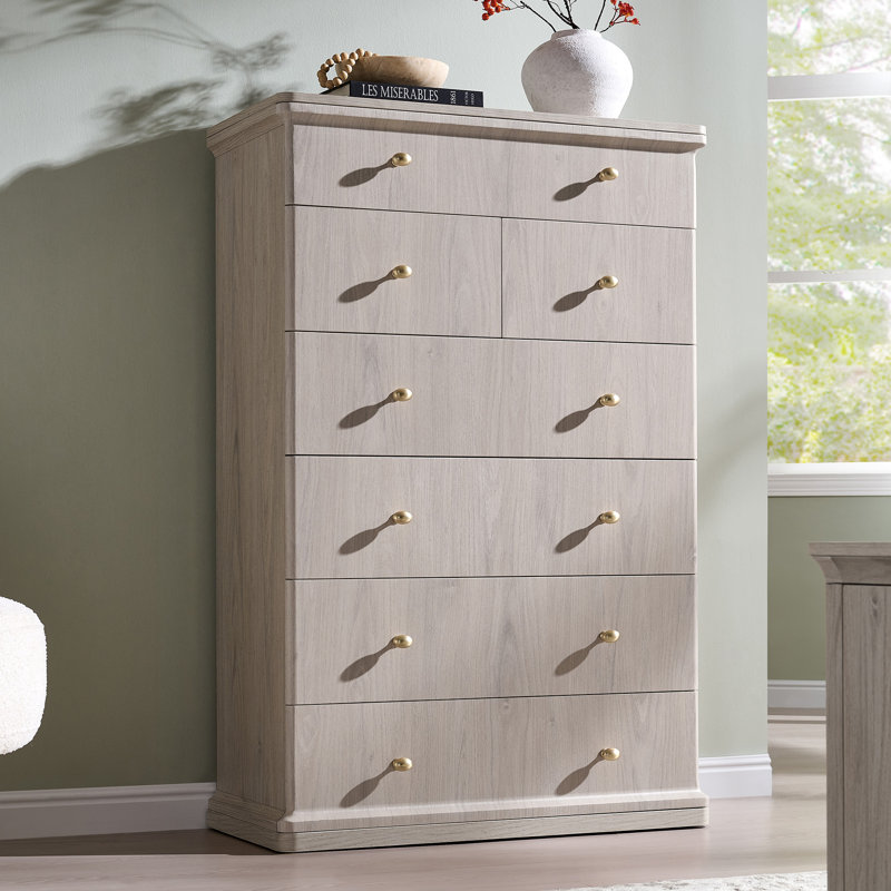 Commode 7 tiroirs Abarca, Crème, 7