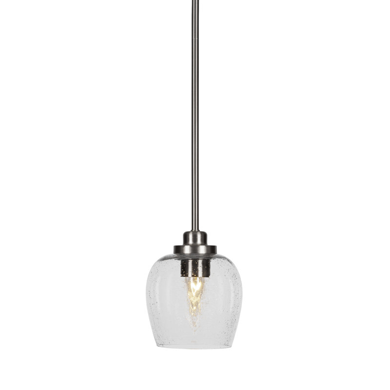 Mini-luminaire suspendu 1 lumière Odyssey, Nickel brossé, Transparent