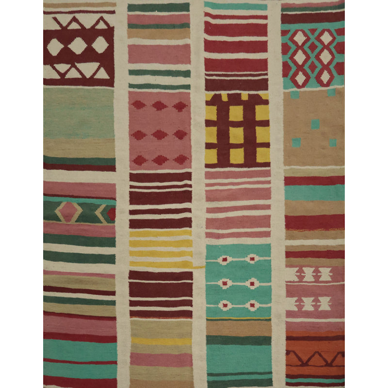 Square Wool Geometric Kilim Area Rug 6x6