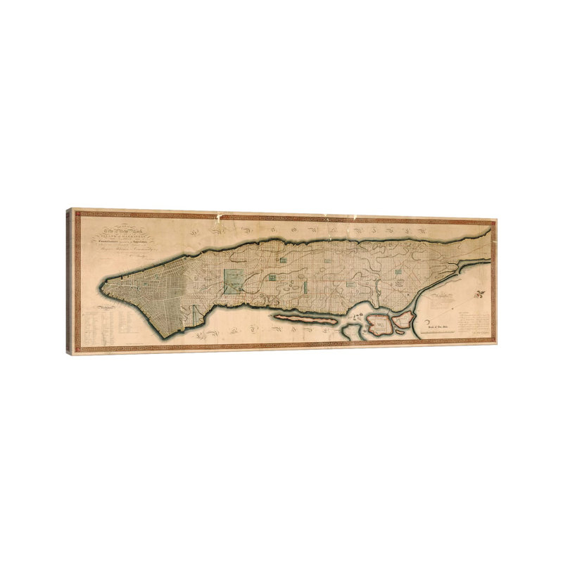 New York And The Island Of Manhattan by P. Maverick - Wrapped Canvas Panoramic Gallery-Wrapped Canvas Giclée