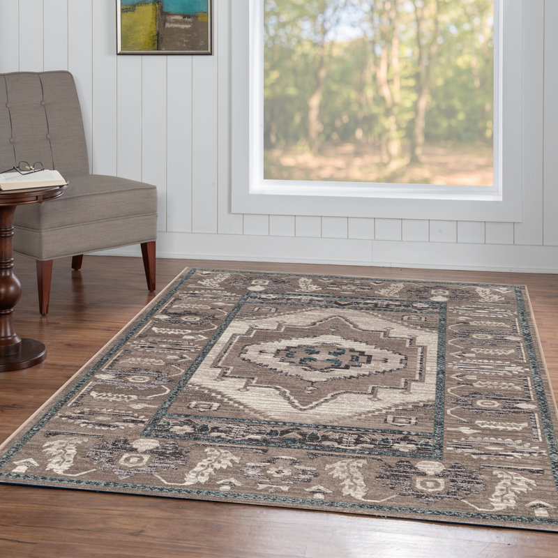 Tapis oriental ivoire et beige Coello, Rectangle 5 pi x 7 pi 6 po