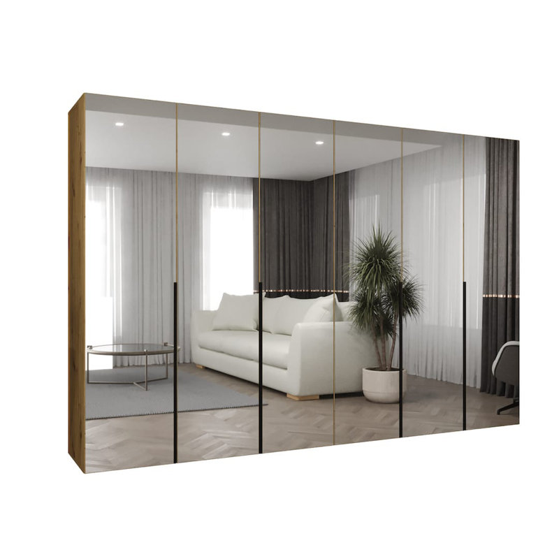 Bia 6 Door Manufactured Wood Wardrobe, Oak Artisan