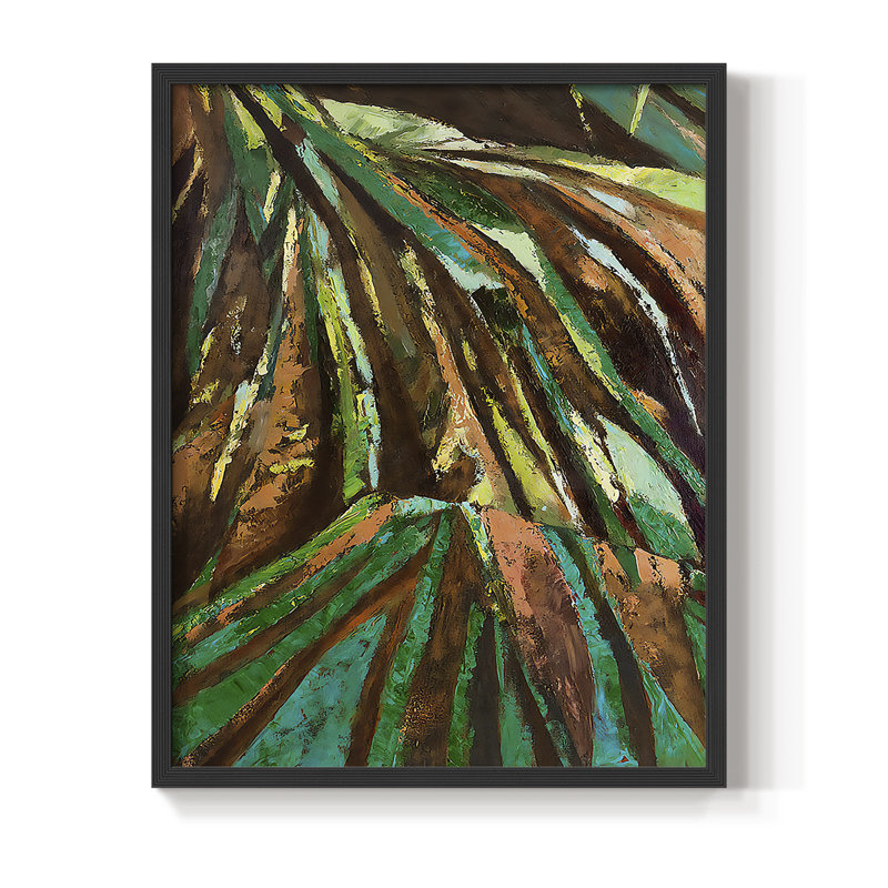 Las Palmas II, reproduction encadrée - bois massif, H 21 po x l 17 po, Noir, noir, noir, noir