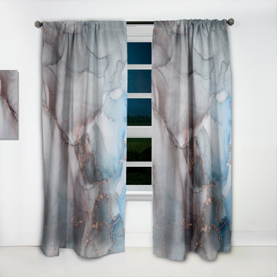 Gris et bleu liquide - rideau moderne - velours obscurcissant - 1 panneau
