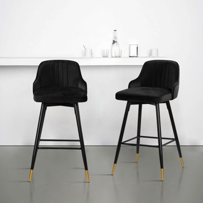 Swivel Velvet Upholstered Counter & Bar Stool