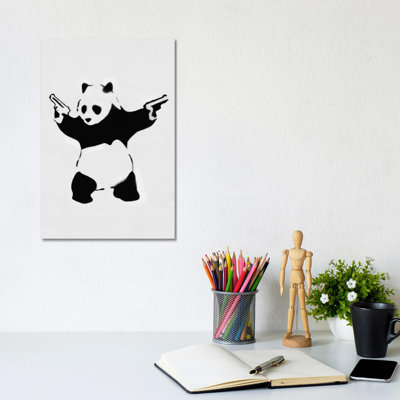 Panda With Guns - Wrapped Canvas Painting