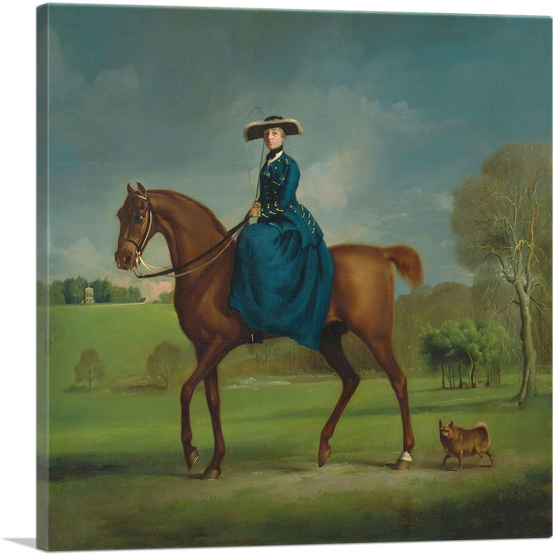 La comtesse de Coningsby dans le costume de la chasse de Charlton par George Stubbs - reproduction d'art sur toile tendue