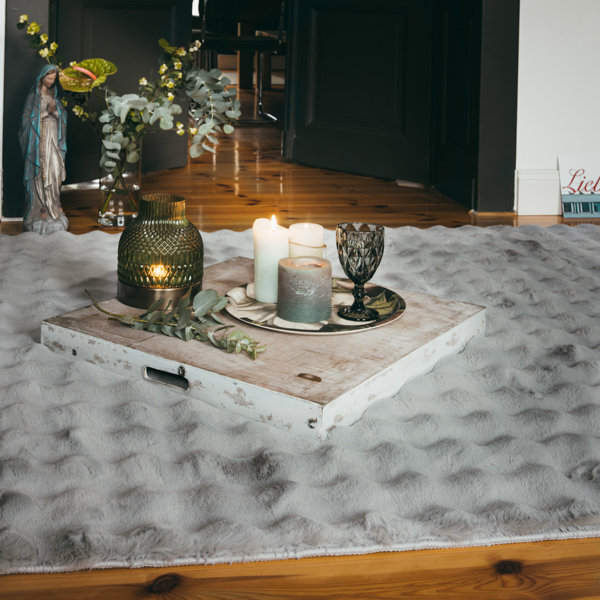 Aspen Geometric Hand Tufted Area Rug, Silver, Runner 80 x 300cm
