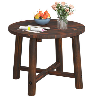 1 Pcs Outdoor Side Table With Solid Wood Structure Small Round Coffee Table For Garden