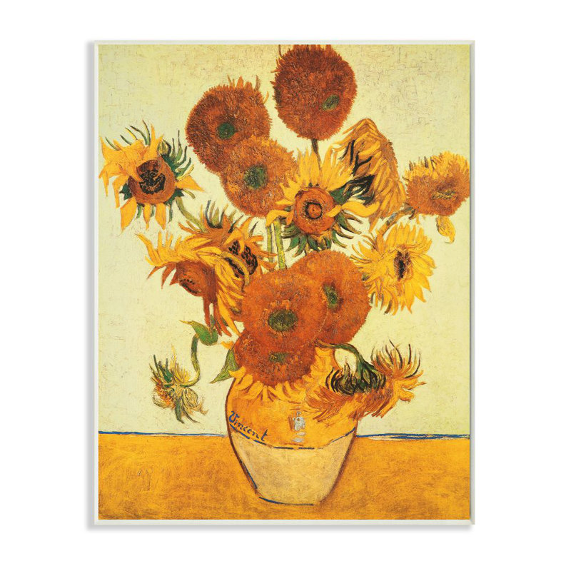 " Van Gogh Sunflowers Classic " by Vincent Van Gogh, Wall Plaque, 19" H x 13" W x 0.5" D