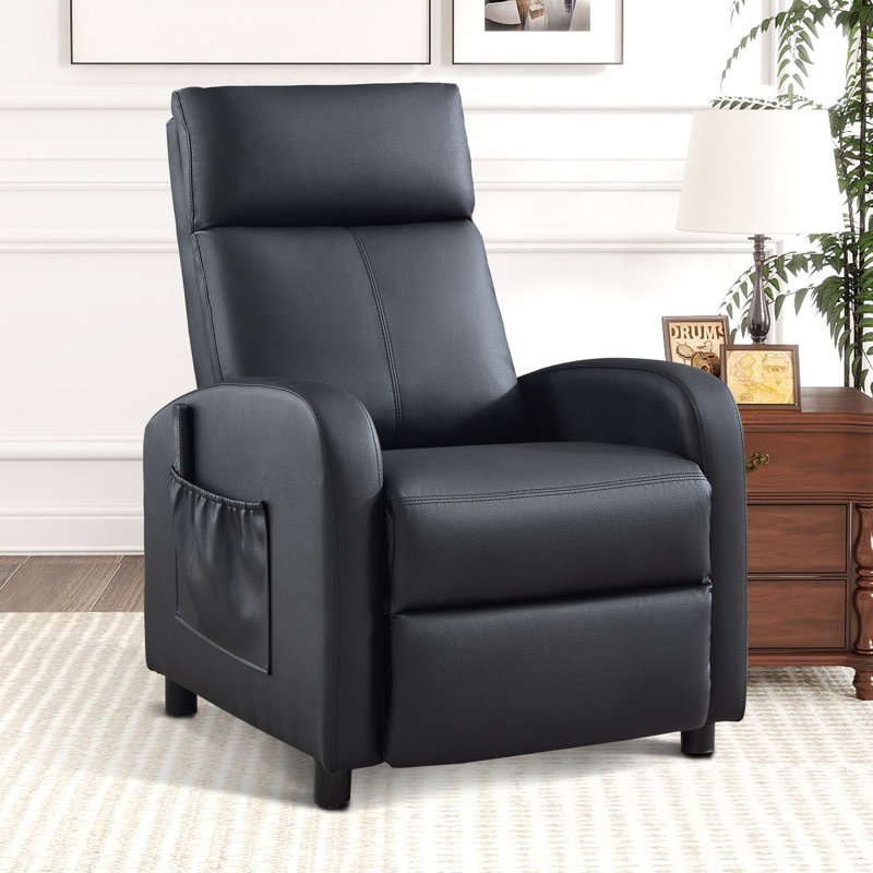 65cm Wide Modern and Soft Breathable Vegan Leather Compact Massage Recliner with Remote Control and Pocket