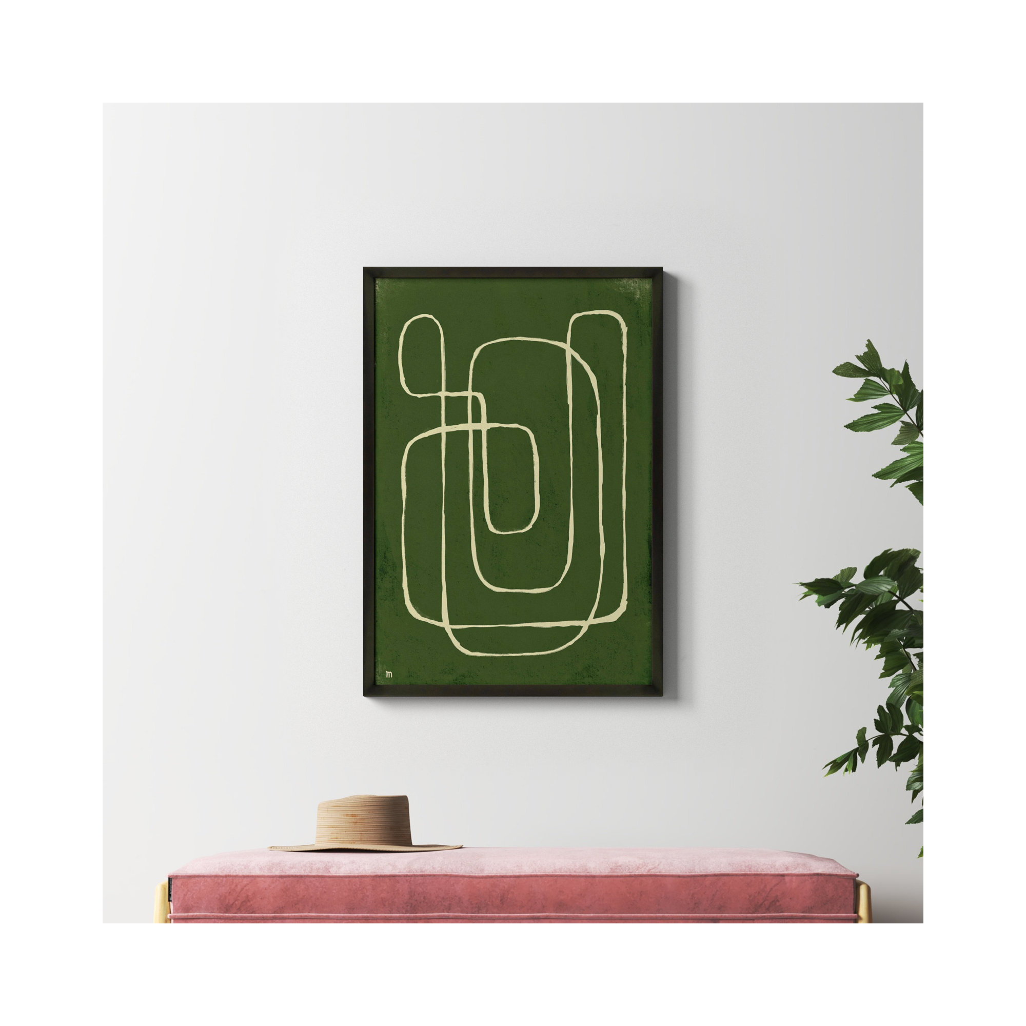 Line Works 2 by StudioM, 38" H x 26.5" W x 1.25" D, Black Framed Paper