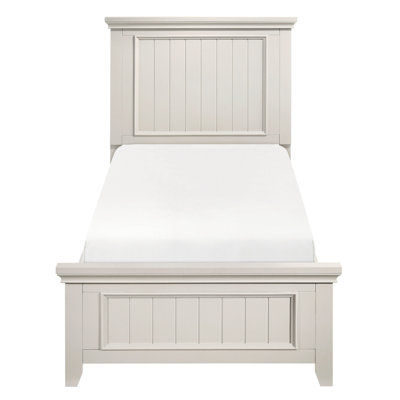 Lit à panneaux simple de style moderne - meubles en bois de chambre à coucher à finition blanche avec tête de lit et sommier à rails requis et requis
