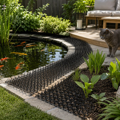 15-Pack Cat Scat Mat with Spikes – 7.9" x 6.1" Interlocking Pet Deterrent Pads, Fixed Size PP Plastic Furniture Protector for Indoor/Outdoor Use, Humane Spike Mat for Cats & Dogs (Black)