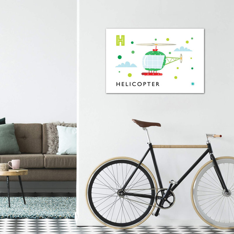 H Is for hélicoptère - impression d'art graphique, Toile tendue, Pas de tapis, H 40 po x l 60 po x 1,5 po