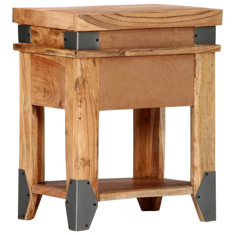 Solid Wood End Table with Storage
