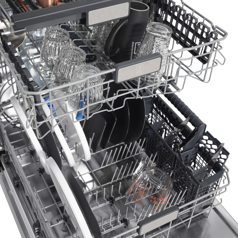 24" Monument Series 3rd Rack Top Touch Control Dishwasher with Stainless Steel Tub, Black Stainless Steel