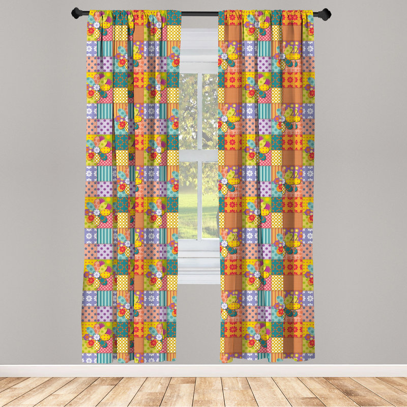 Patchwork Semi-Sheer Rod Pocket Curtain Panels, 28" x 84"