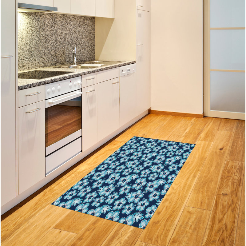 Tapis décoratif bleu marine à haute densité en fibres de polyester, Rectangle 2 pi 7 po x 5 pi