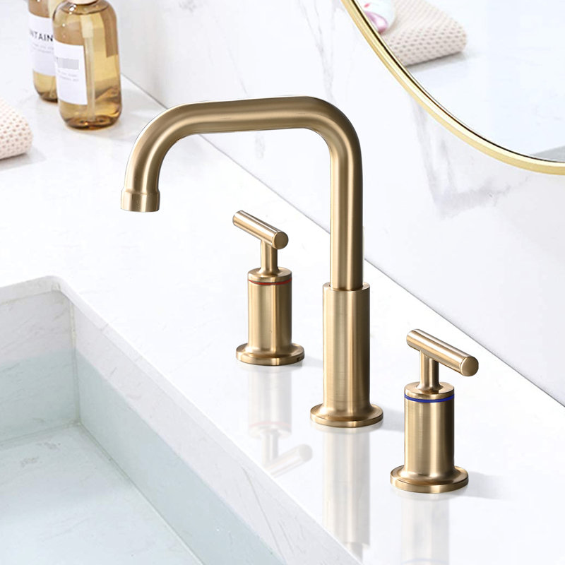 8 In. Bathroom Faucet In Brushed Golden Hue - Solid Brass, 360 Swivel Spout, Drip- Ceramic Disc Valves, High Arc Spout For Smooth Water Discharge Tap Brass Material, Rotatable Outlet Efficient