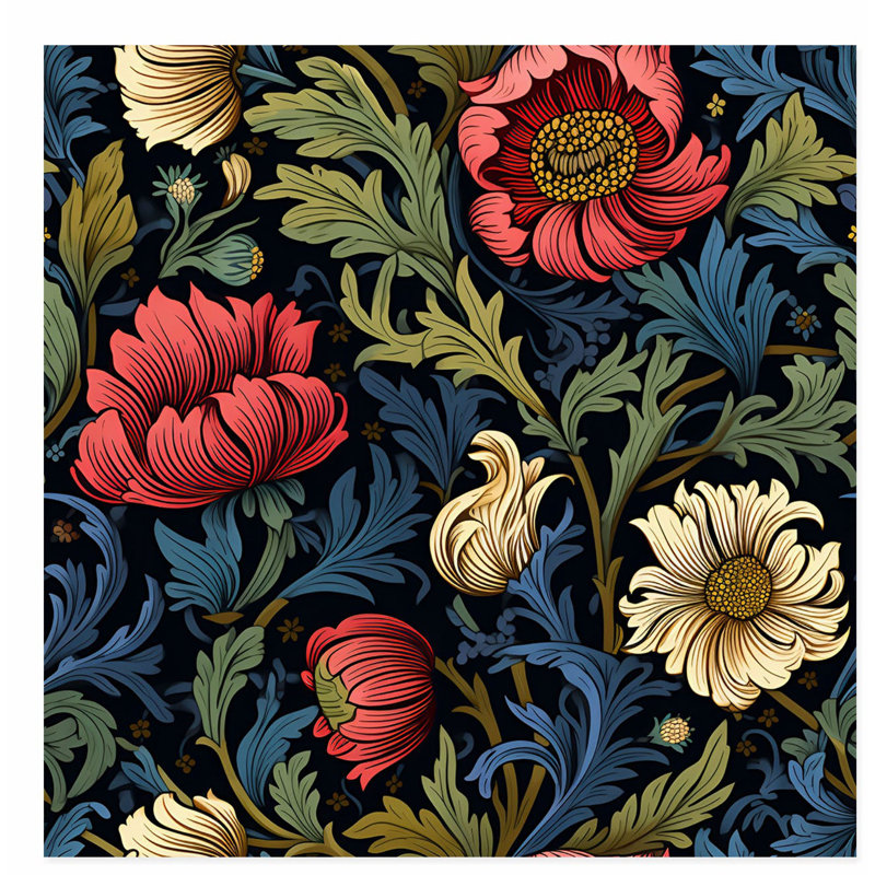 Impression florale sans cadre William Morris, H 10 po x l 10 po