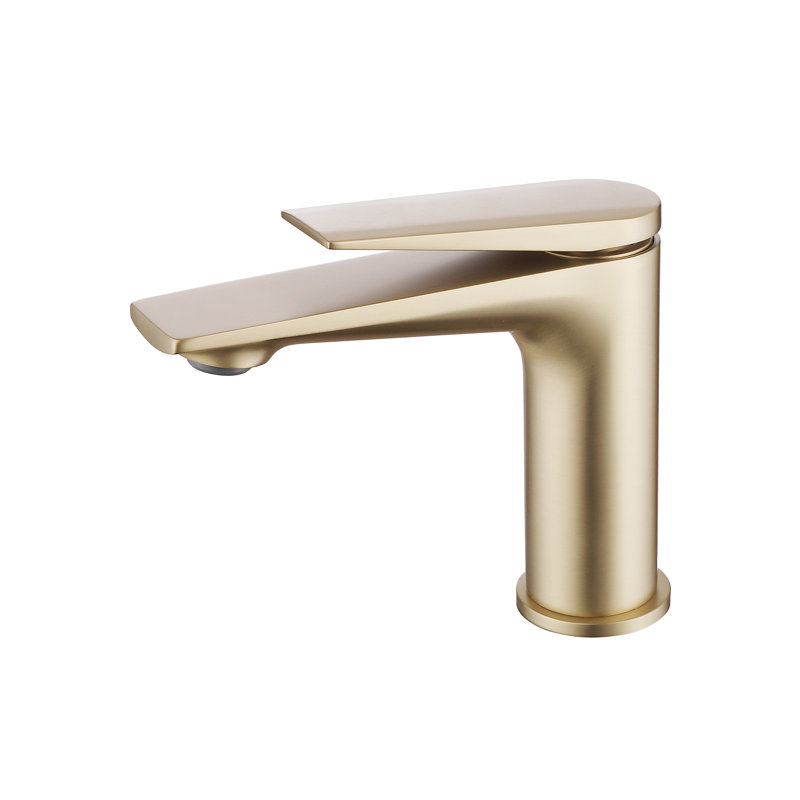 5.7" Height Modern Single Handle Bathroom Sink Faucet, Lead Free Solid Brass with Removable Aerator, Brushed Gold
