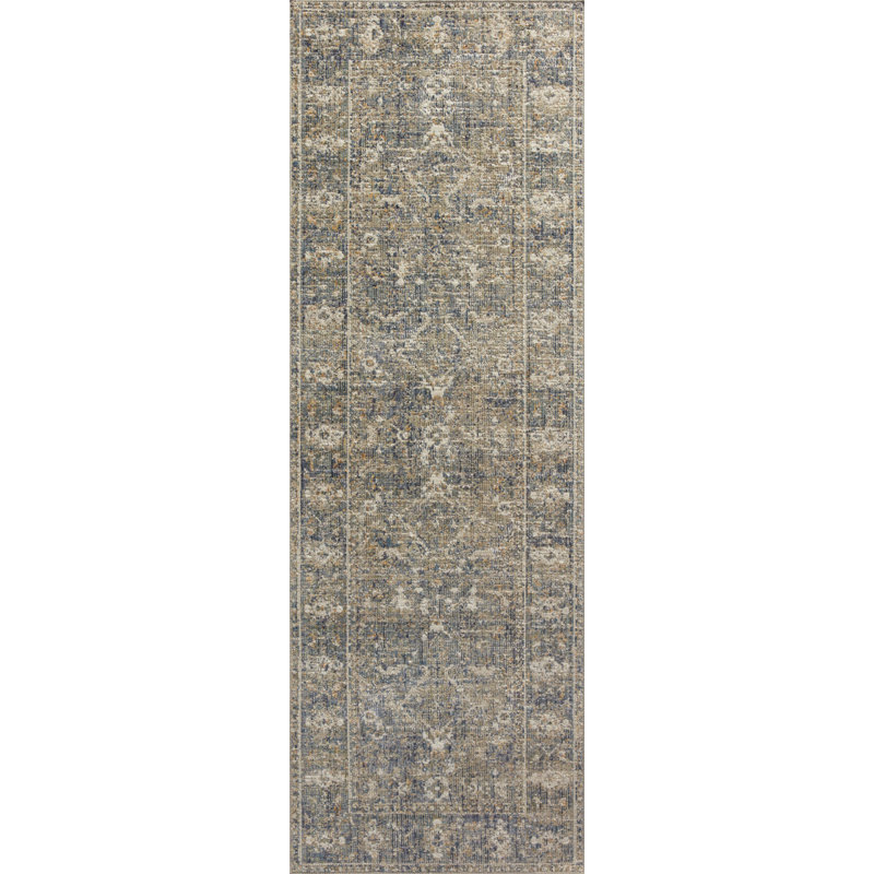 Chris Loves Julia x Loloi Rosemarie Oriental Sand/Lagoon/Off White Area Rug, Runner 2'7" x 8'